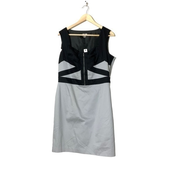 Worthington dress gray black sleeveless color block sheath 16 NWT - Picture 1 of 4